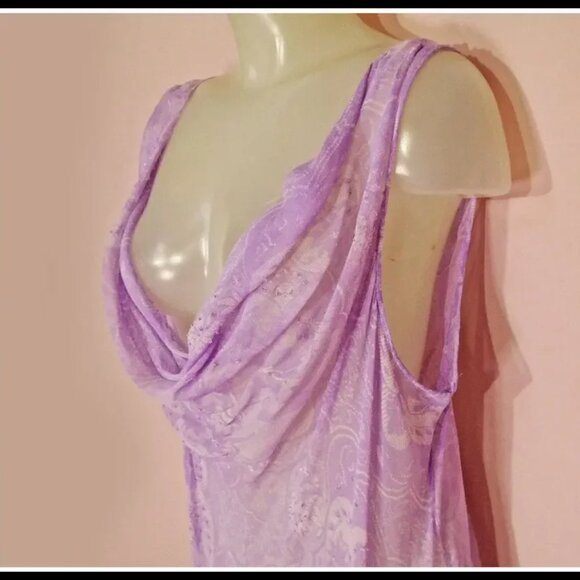 30s Vintage Silk Gown, Lavender Beaded Formal 1930s VFG OSFM One Size! - Picture 3 of 13